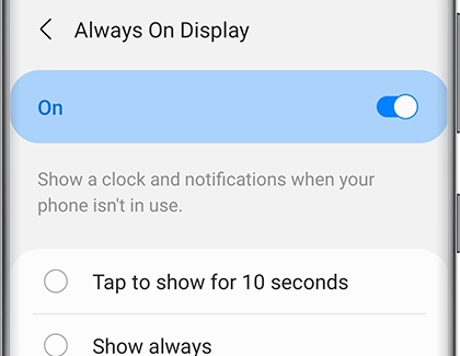 Always On Display turned On with a Galaxy phone