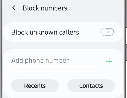S20 screen Call setting-Block Numbers