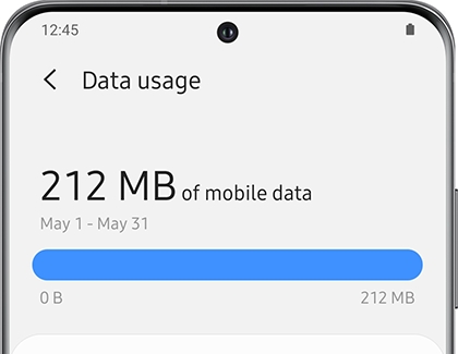 Data usage screen displaying Mobile data usage on a Galaxy phone