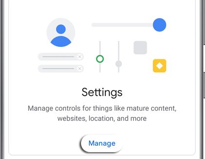 Manage highlighted in the Family Link app on a Galaxy phone