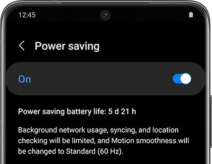 Power saving mode switched on 
