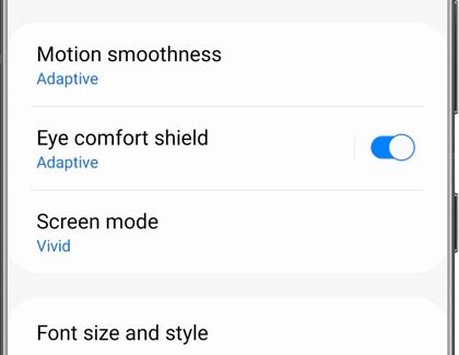 Eye comfort shield enabled on a Galaxy S21 Ultra