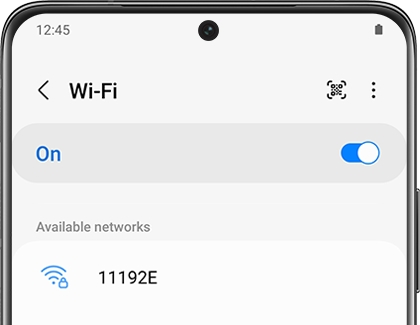 Wifi turned on with a list of Available networks on a Galaxy phone