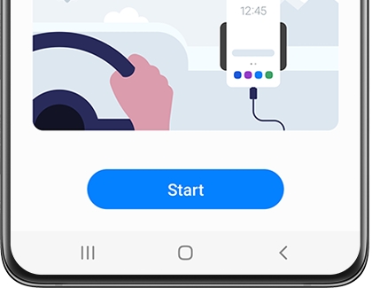 Start button displayed on a Galaxy phone