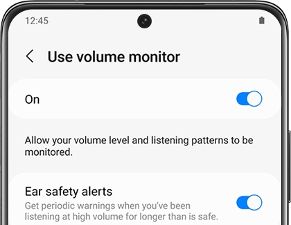List of settings under Use volume monitor