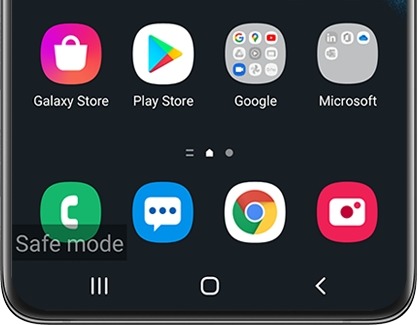 Safe mode displayed on a Galaxy phone