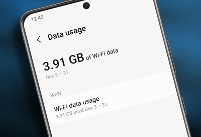 Data usage page displayed on Galaxy phone