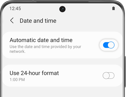 Automatic date and time toggle highlighted
