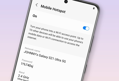 Mobile hotspot enabled on a Galaxy phone