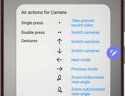 Regular app actions for Camera app
