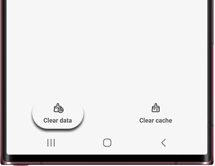 Clear data option highlighted on a Galaxy phone