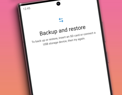 Backup and restore data screen on Samsung Galaxy S22 Ultra