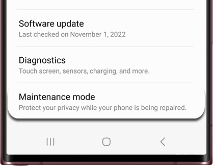 Maintenance mode highlighted on Galaxy phone