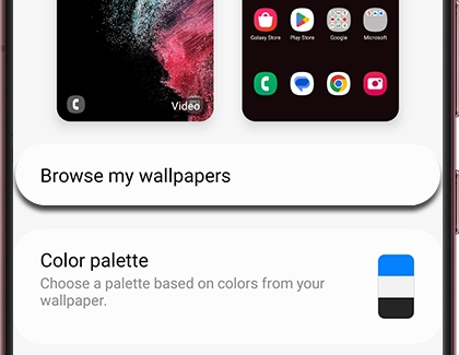 Browse my wallpapers highlighted on a Galaxy phone
