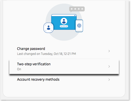 Two-step verification hgihlighted under Change password