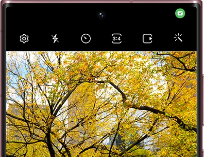 Green camera icon in the upper right side of a Galaxy phone