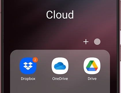 A list cloud services on a Galaxy phone