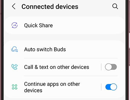 Continue apps on other devices switched on with a Galaxy phone