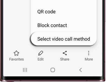 Select video call method highlighted on a Galaxy phone