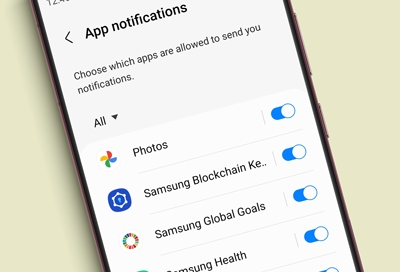 App notification settings on Galaxy S22 ultra