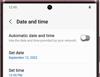 Automatic date and time switched off with a Galaxy phone