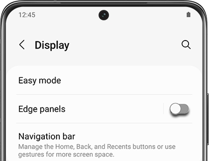 Switch highlighted next to Edge panels on a Galaxy phone