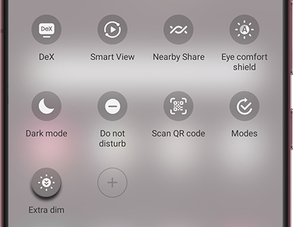 Extra dim icon highlighted on the Quick settings panel