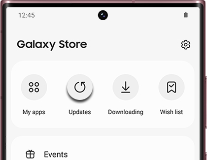 The Updates option highlighted in Galaxy Store 
