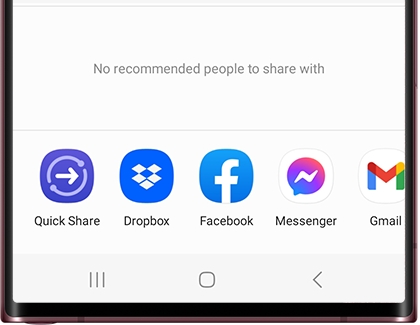 List of apps to share with on a Galaxy phone