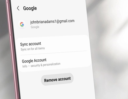 Remove Google Account screen