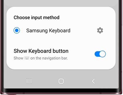 Samsung Keyboard chosen under Choose input method