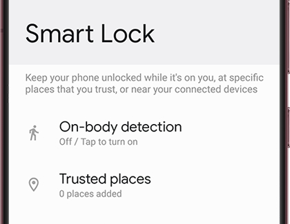 Smart Lock options displayed on a Galaxy phone