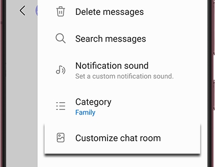 Customize chat room highlighted on a Galaxy phone