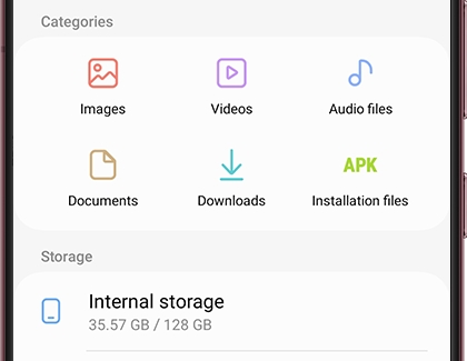Samsung My Files Home screen