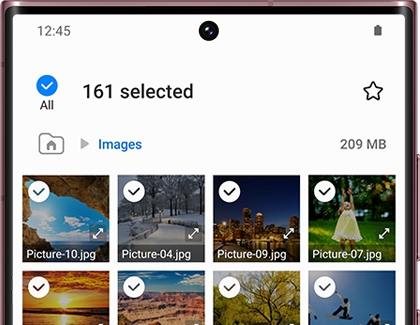 List of images selected in the My Files app