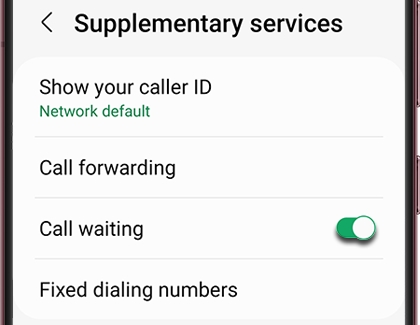 Switch next to Call waiting highlighted on a Galaxy phone