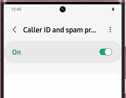 Caller ID and spam protection screen with the switch enabled.