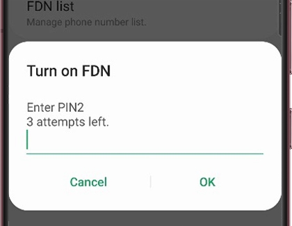 Turn on FDN menu displayed on a Galaxy phone