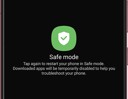Safe mode displayed on a Galaxy phone