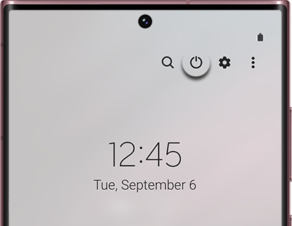 Power icon highlighted in the Quick settings panel