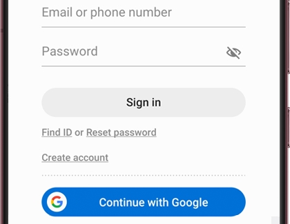Samsung Account Sign-in screen on a Galaxy phone