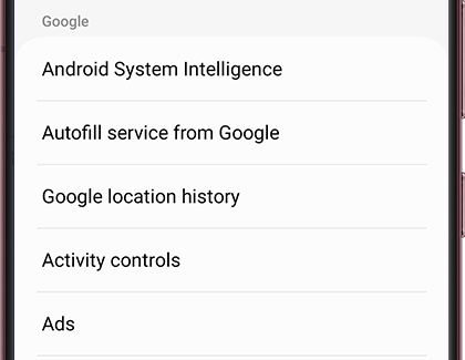 Google privacy settings on a Galaxy phone