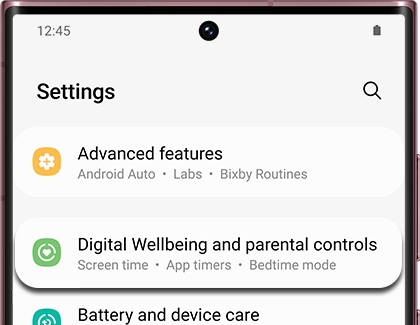 Digital Wellbeing and parental controls highlighted in Settings