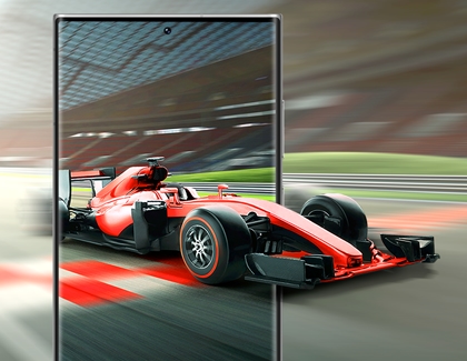 Galaxy S22 Ultra displaying F1 car racing