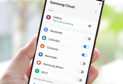 List of apps with switches under Samsung Cloud