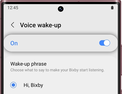 Wake with "Hi, Bixby" switched on with Bixby Voice