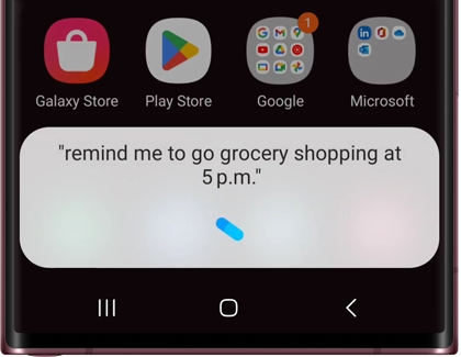 A Grocery shopping Reminder saved in Bixby Reminder