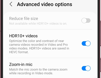 HDR10+ videos switched on with a Galaxy phone