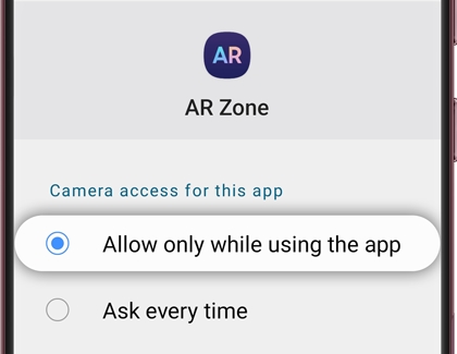 List of Permissions for AR Zone on a Galaxy phone