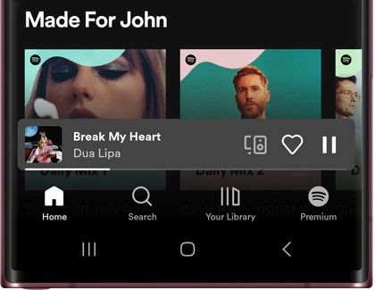 Using Spotify's media panel on your Galaxy phone